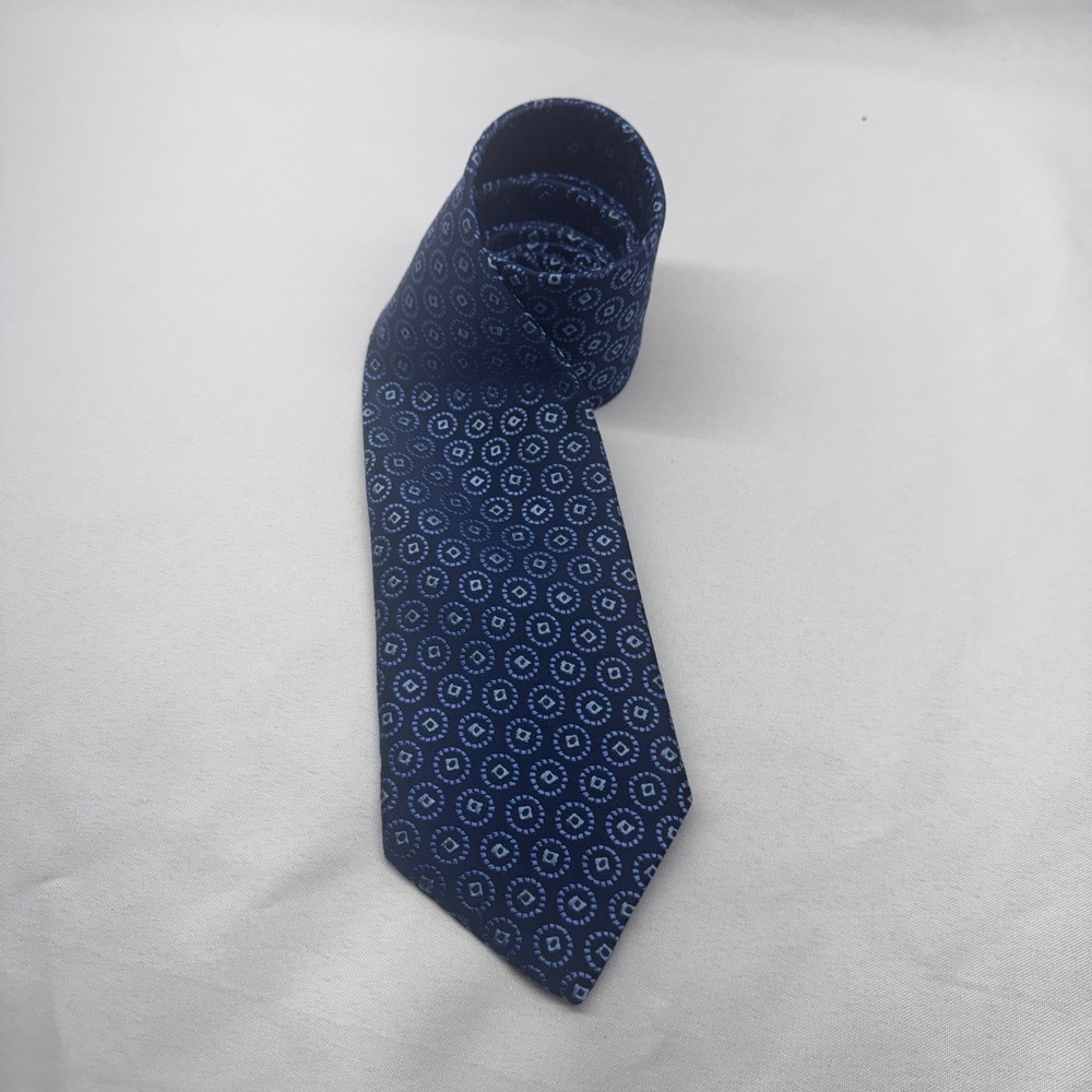 Charvet Silk Tie Mens OS Blue Geometric Medallion French Luxury Formal Dapper